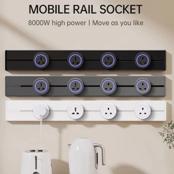 30/40/50 ซม.Track SOCKET Wall Power Rail Movable ปลั๊กอะแดปเตอร์ซ็อกเก็ต High End Home Appliance Power 8000W EU US UK มาตรฐาน USB 1
