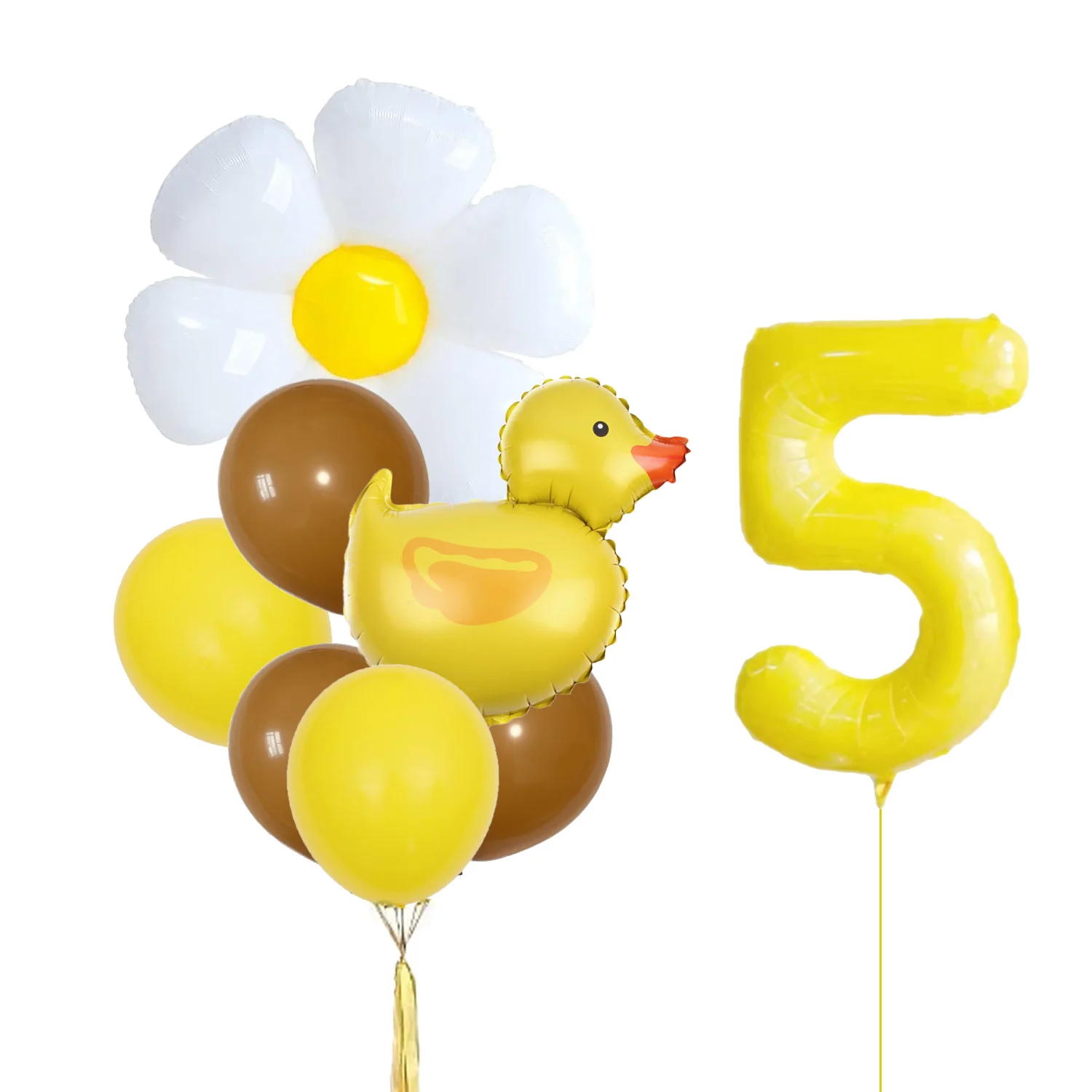 9 Stücke Mini Gelbe Ente Gelbbraun Ballon Gelbe Aluminiumfolie Digital Set Geburtstag Party Dekoration Babyparty Globos – Detail 7