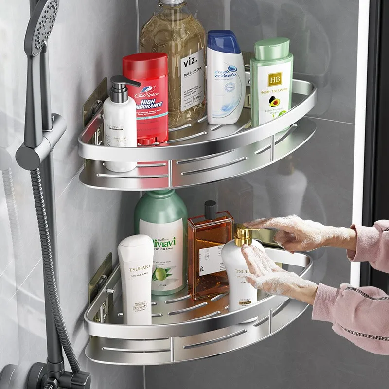 Bathroom Shelves No-drill Wall Mount Corner Shelf Shower Storage Rack Holder for WC Shampoo Organizer Bathroom Accessories