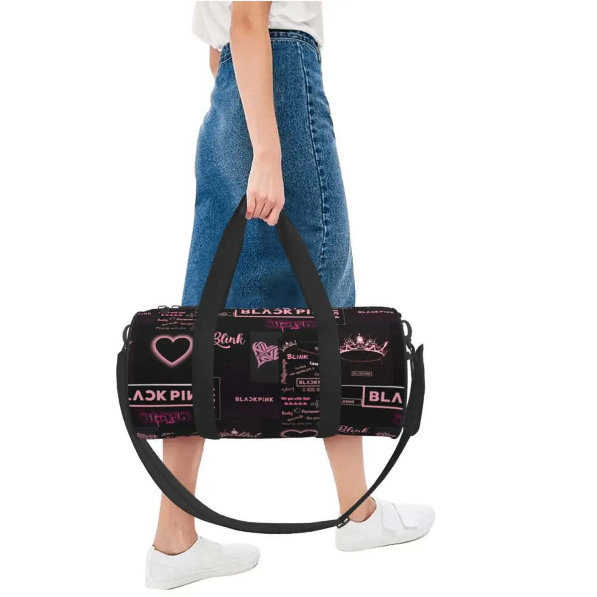 Blacks Girl Pinks Group K-Pop Gym Bag Portable Sports Bags with Shoes Swimming Design Handbag Funny Fitness Bag For Men Women 6