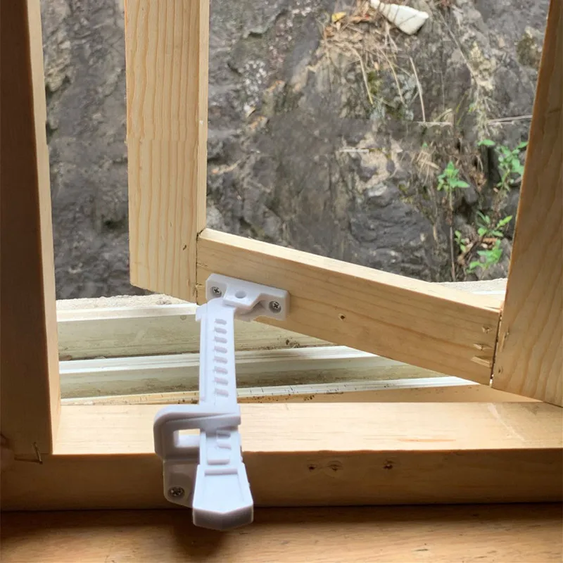 Adjustable window Wind Bracing Limiter latch stopper Locator ABS casement window door security lock for child protector hardware