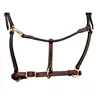Everyday Turnout Halter for Horses: Handmade 3/4 Wide Vegetable-Tanned Leather Solid Brass Hardware Hand Machine Stitched Natur