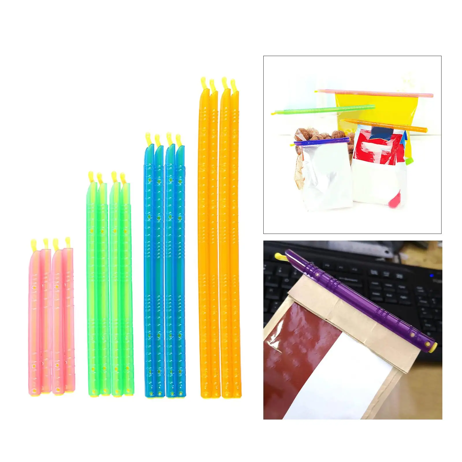 16 Pieces 4-Color Bag Clips for Food Storage Fridge Freezer Sealing Chip Snacks Home Kitchen Pink Green Blue and Orange |