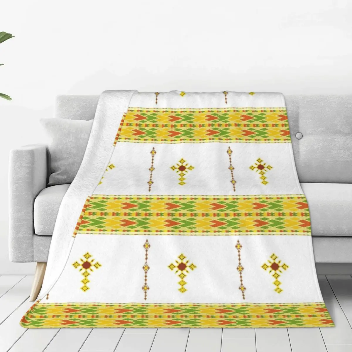 Ethiopian Habesha Tibeb Telet Blankets Coral Fleece Plush Textile Decor