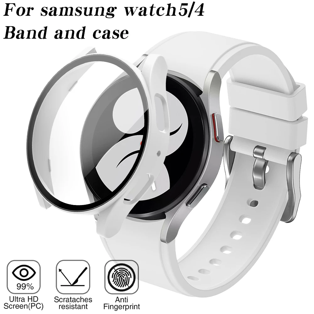 Elegant Protective Case and Band with Screen Protector for Samsung Galaxy Watch Series – Premium PC Hard Cover and Durable Strap