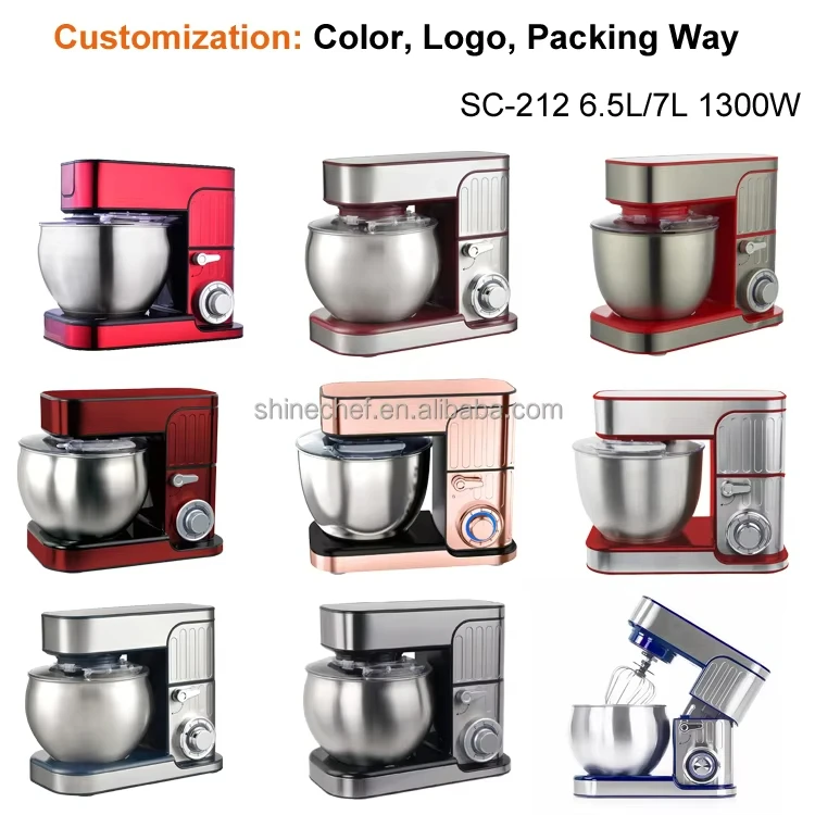 Multifunction Stainless Steel Bowl Kitchen Stand Mixer 6 Speeds 6.5L Professional Cake Food Mixer