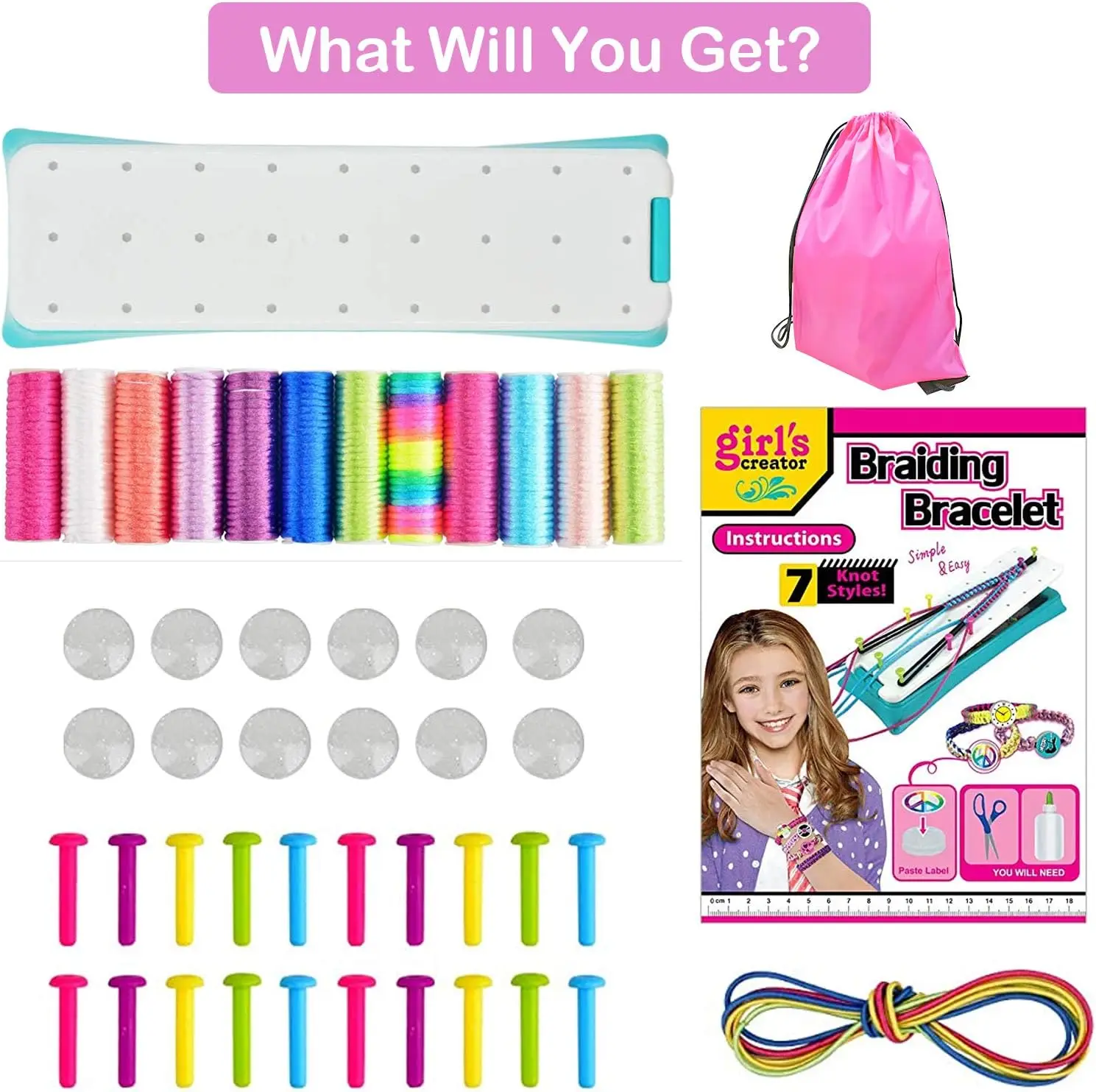 Friendship Bracelet Making Kit for Girls,DIY Loom Friendship Bracelet Kit  for 5 6 7 8 9 10 11 12 13 Years Old Girls,Bracelet String and Rewarding