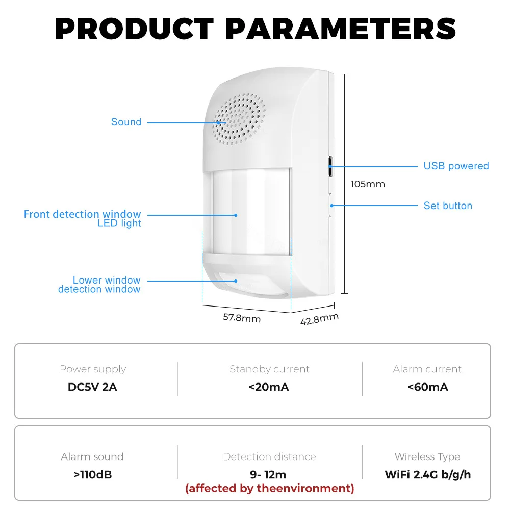 Anti-theft Detector Remote Control Tuya WiFi Bluetooth Motion Infrared  Human Body Sensor Anti-pet Alarm Timing Withdrawal