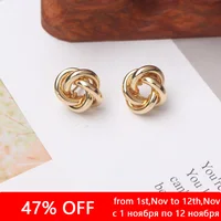 Tiny Metal Stud Earrings for Women Gold Color Twist Round Earrings Small Unusual Earrings boucles d'oreilles Fashion Jewelry - Image 2
