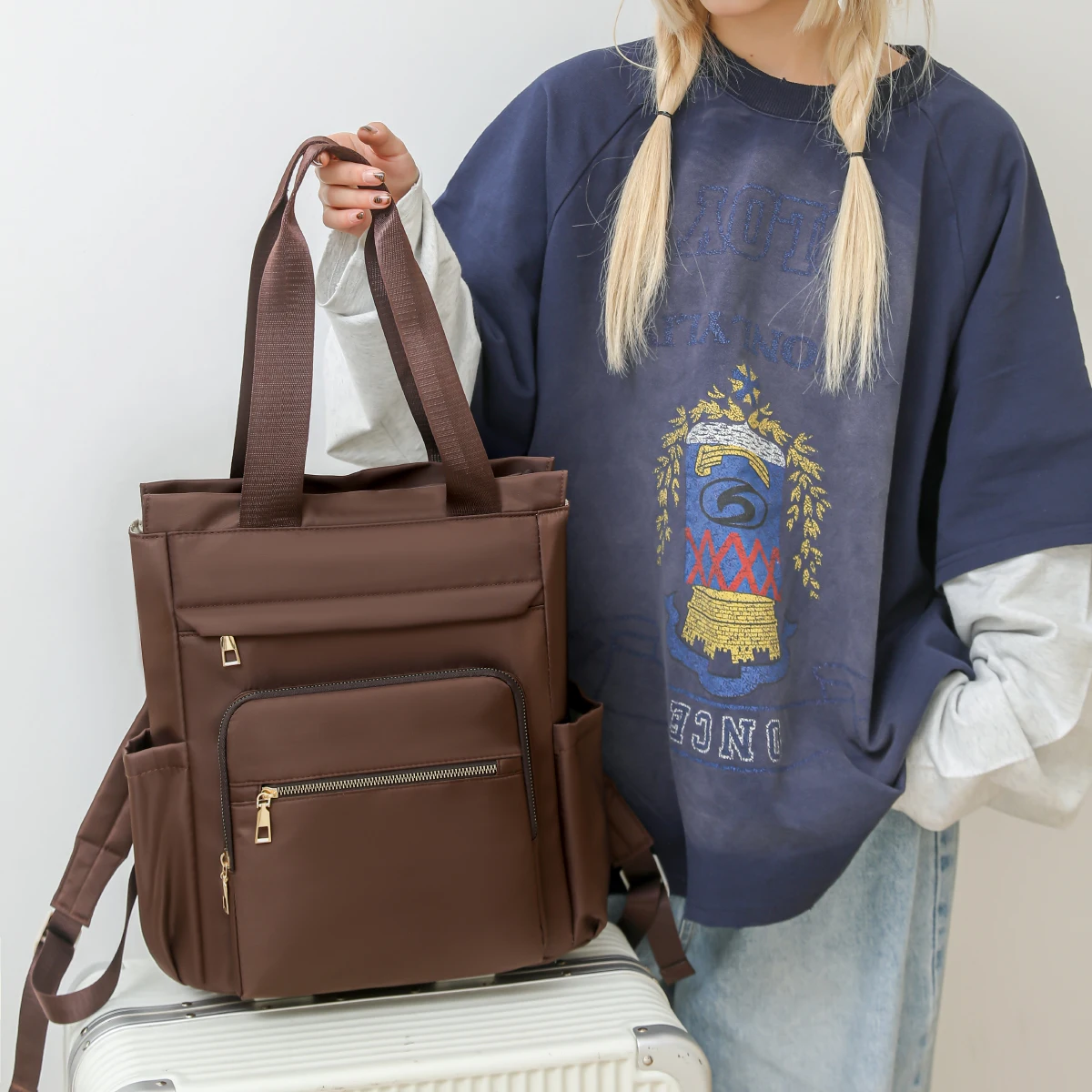 Laptop Bag 14inch High-Capacity Stylish Backpack Commuter Backpack Travel Hiking Bag Sports Outdoor Student School Bag for Women