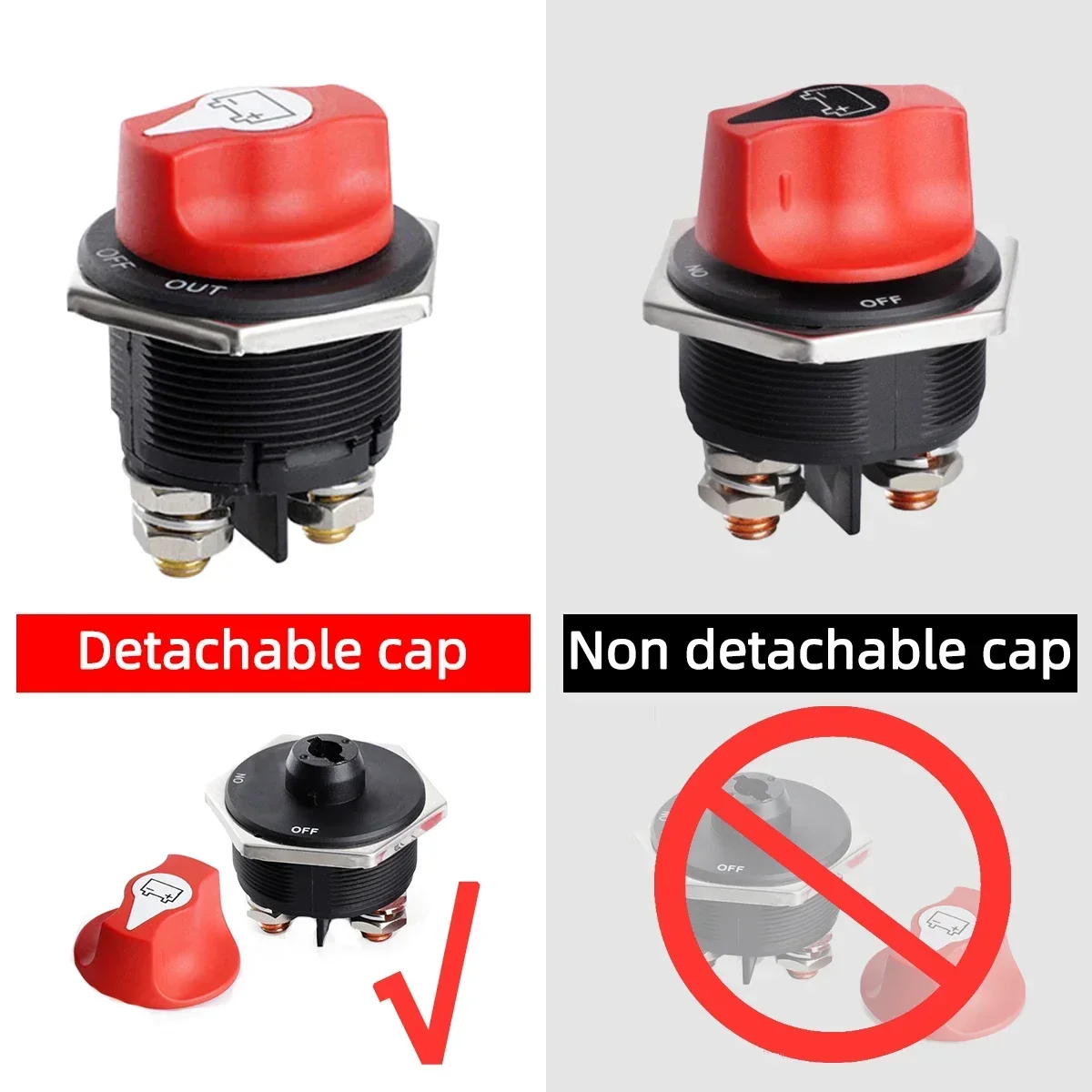 Auto Battery Disconnect Switch 12V 24V Marine 200A 300A Dual Battery Mass Switch 2 and 3 Position Cut Off Car Boat battery disconnect switch