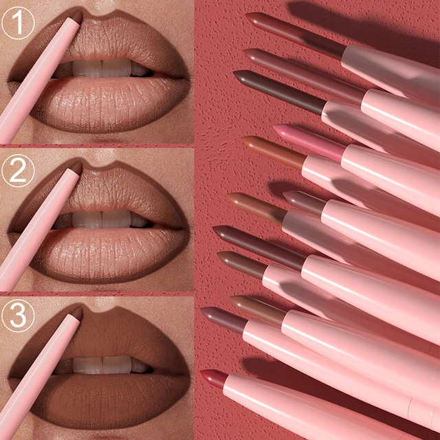 1PC Waterproof Matte Lip Liner Contours Lips in Shades Sexy Red Lipstick Matte Red Brown Lipliner Pencil Makeup Slim Lip Outline