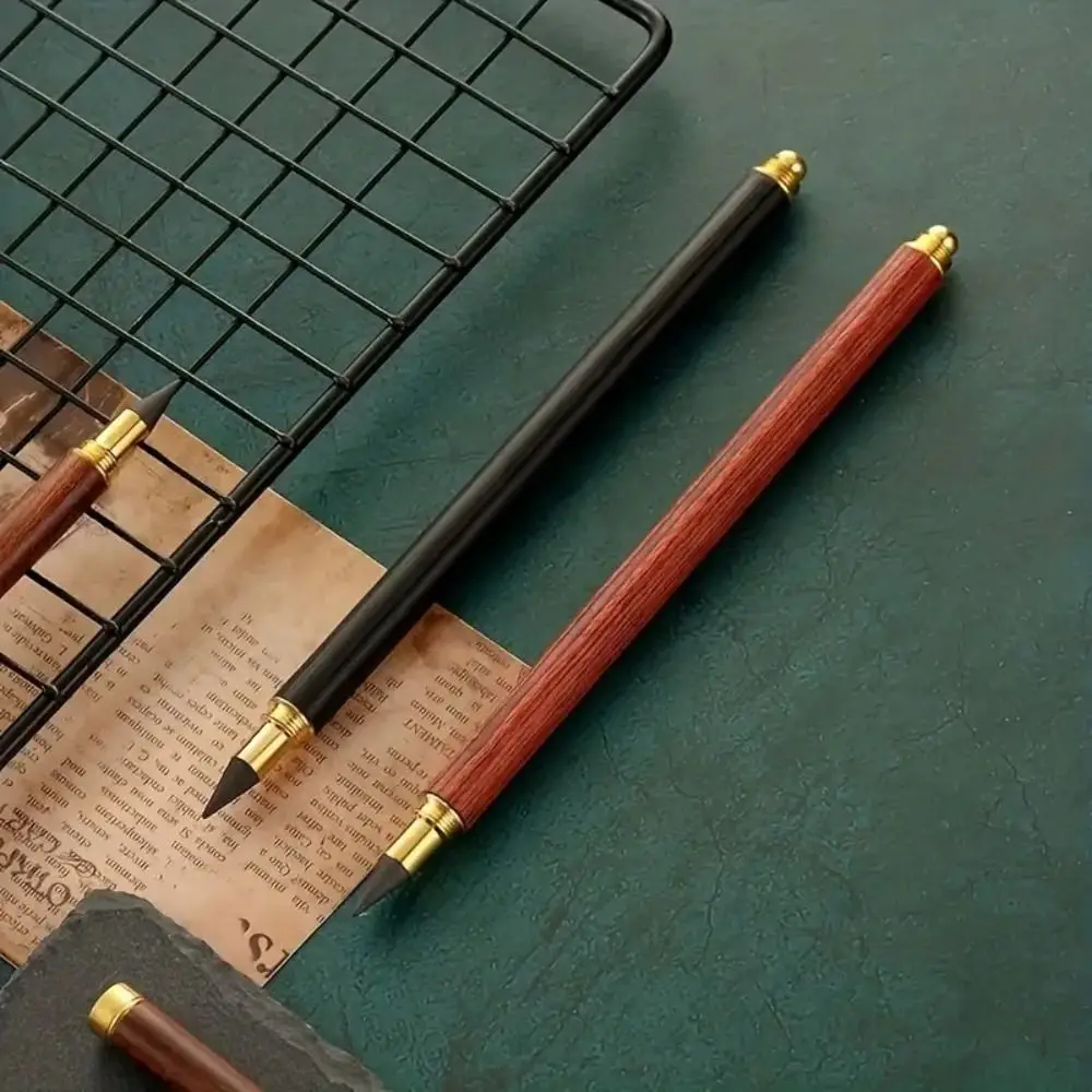 

0.5mm 3 Colors Wooden Pencil Portable Smooth Vintage Brass Wooden Pencil Classical Durable Eternal Pencil School Teacher