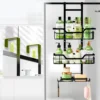 Drill-Free Bathroom Shelf Over Door Hanging Organizer Wall-Mounted Basket Rack Multi-Layer Shower Room Storage Shelf for Toilet 2