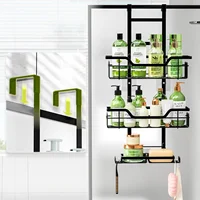 Drill-Free Bathroom Shelf Over Door Hanging Organizer Wall-Mounted Basket Rack Multi-Layer Shower Room Storage Shelf for Toilet 2