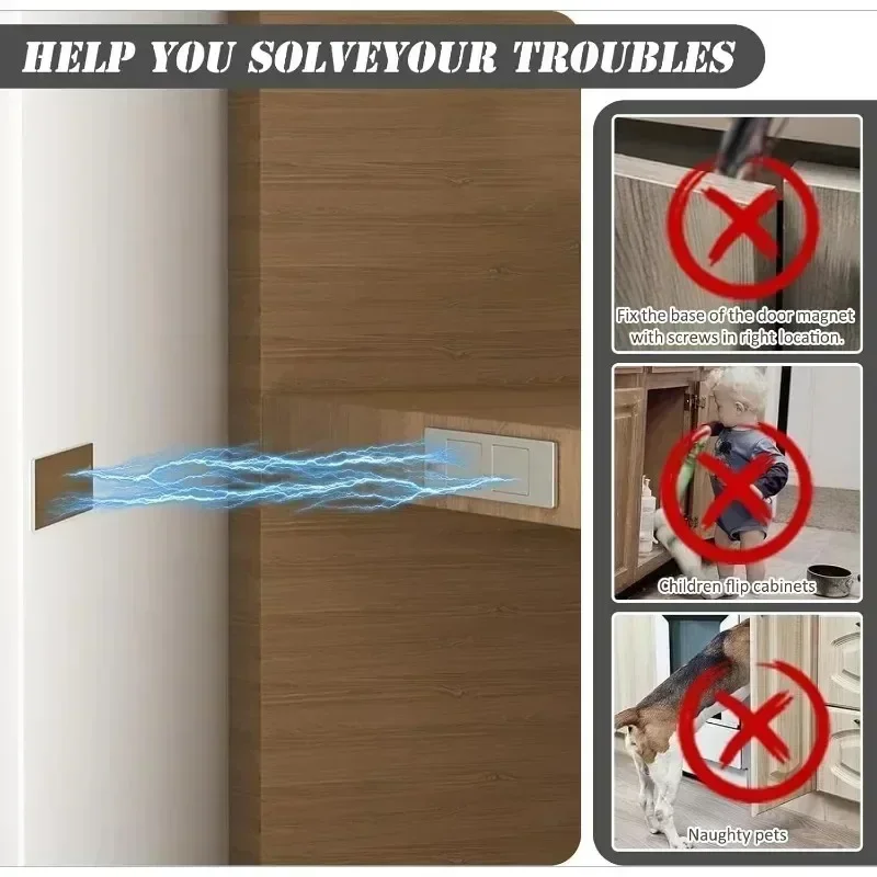 Door Stopper Self Adhesive Magnetic Cabinet Catches Invisible Soft-Catch Anti-Rust Magnet Stickers