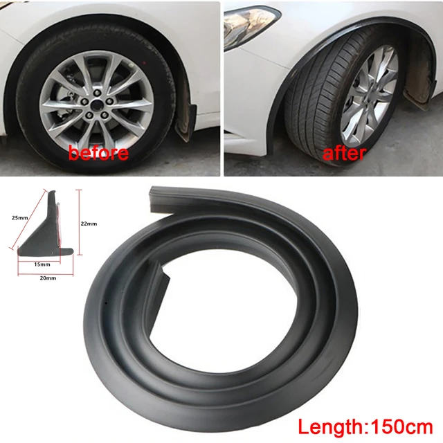 1.5M Universal Rubber Car Mudguard Wheel Arch Protection Moldings Blac