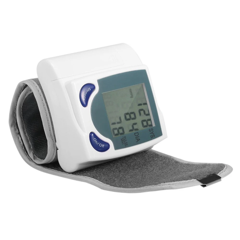 Digital Tensiometer Wrist Cuff Blood Pressure Monitors Heart Beat Rate Pulse Measure Meter Gifts for Parents