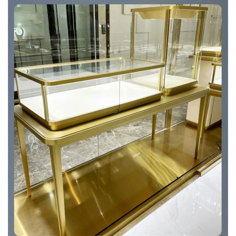 

Custom. high-end Jewelry Display Glass Jewelry Counter LED Metal Jewelry Show for Sale