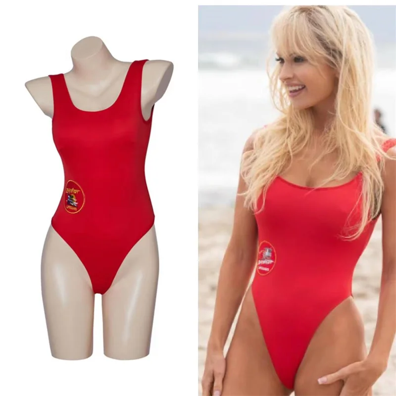 

TV Pam & Tommy Sexy Red Jumpsuit Cosplay Costume Pamela Anderson Swimwear Halloween Carnival Party Role Play Suit