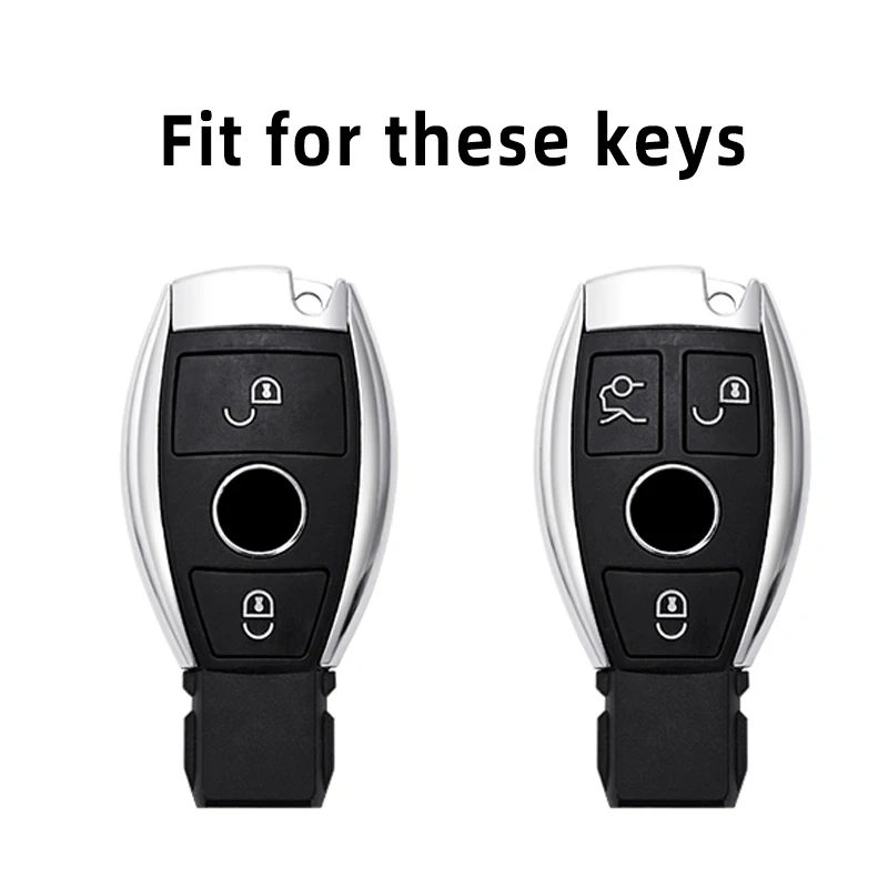 Kaufe 2 Tasten Leder Autoschlüsselhülle Schlüsselanhänger Hülle für Mercedes  Benz CLS CLA GL R SLK AMG ABCS Klasse Fernbedienungshalter Zubehör