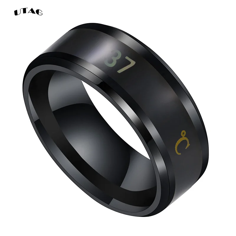 Anello per la temperatura corporea con sensore intelligente UTAG Display alla moda in acciaio inossidabile Anello per test della temperatura in tempo reale - immagine 5