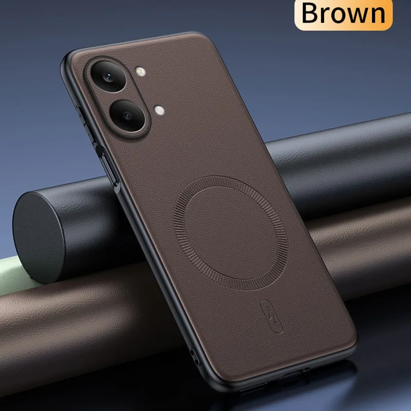 Magnetic Leather Shield Case - Anti-Fingerprint, Non-Slip PC+TPU Cover