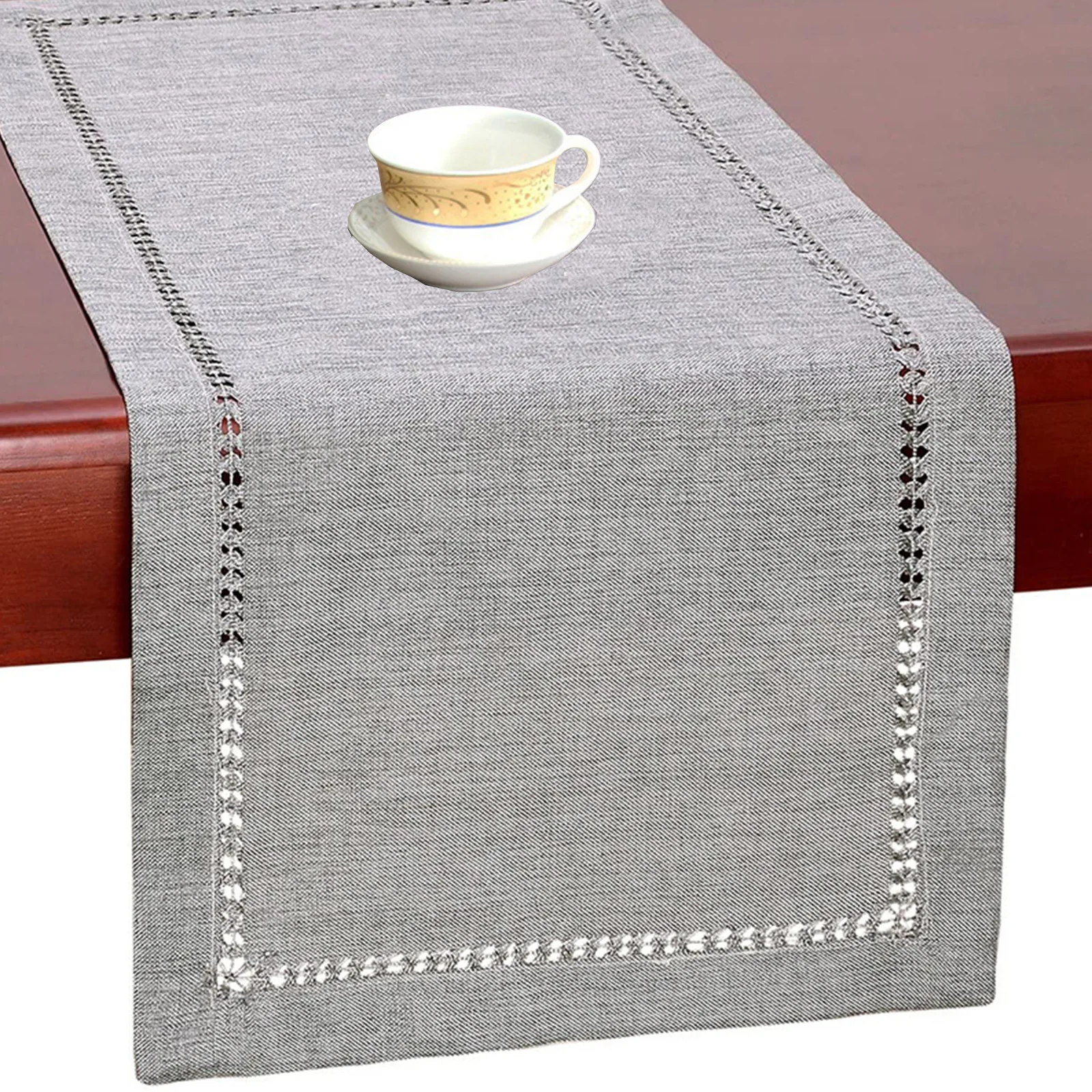 

Large Handmade Hemstitch Table Runners, Dresser Scarf, Rectangular Farmhouse Style for Home, Outdoor Wedding & Dinner Decors,