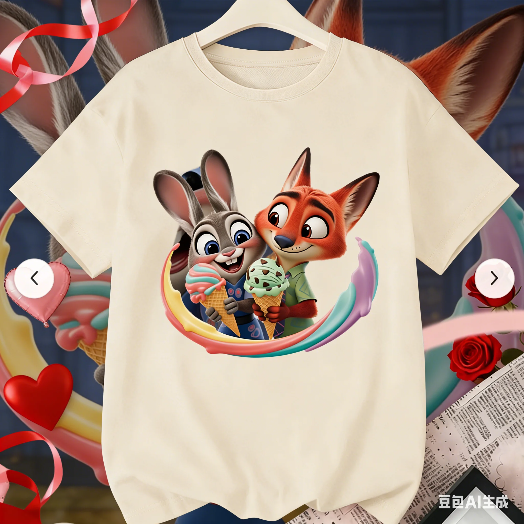 Zootopia Judynick 프린트 아동용 면 티셔츠, 소녀용 다용도 캐주얼 탑, 여름 반팔 라운드 넥 아동복