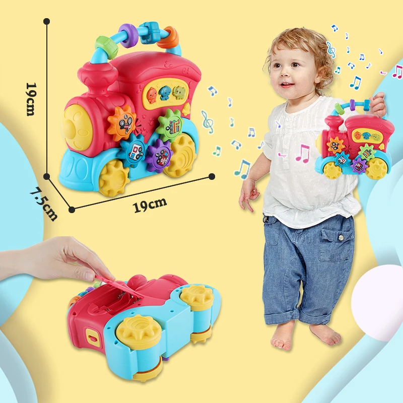 KENLUMO Kids Musical Train Toys Baby Early Educational Toddler Flash Light Various Shape Buckle for 1 Year Old Boy Girl 6-18 Mon