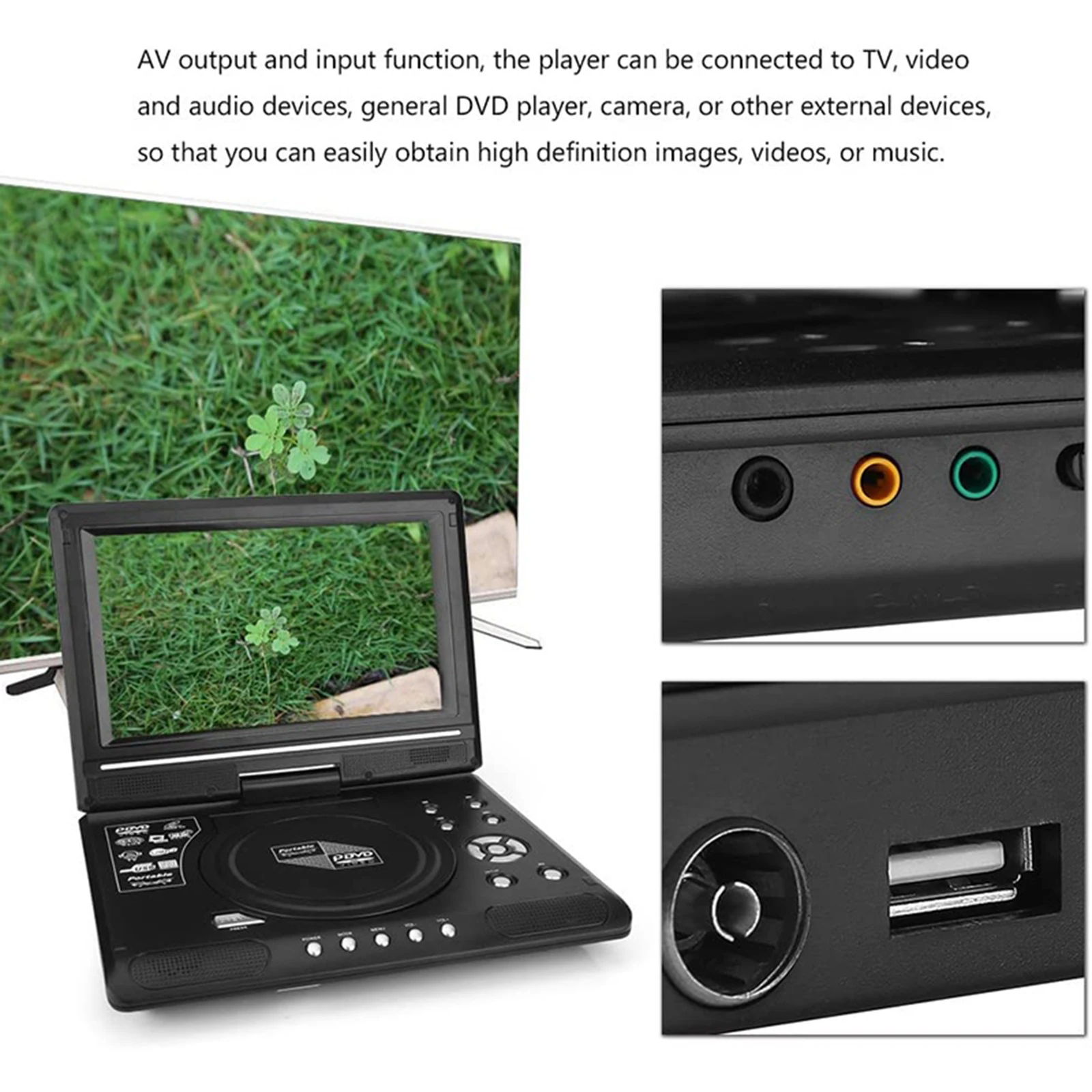 9.8inch 16:9 Widescreen 270&deg; Rotatable LCD Screen Home Car TV DVD Player Portable VCD Compact Disc MP3 Viewer with Game Function