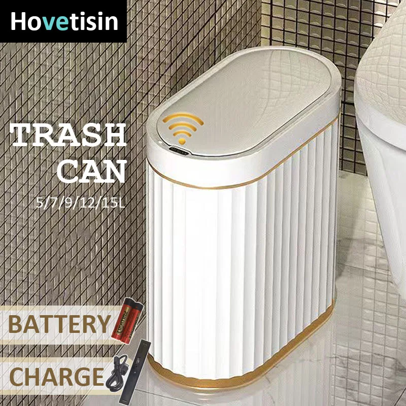 

Wastebasket Automatic Sensor Trash Can Smart Dustbin Luxury Bathroom Toilet Trash Bin with lid Electric Kitchen Garbage Bin Dump