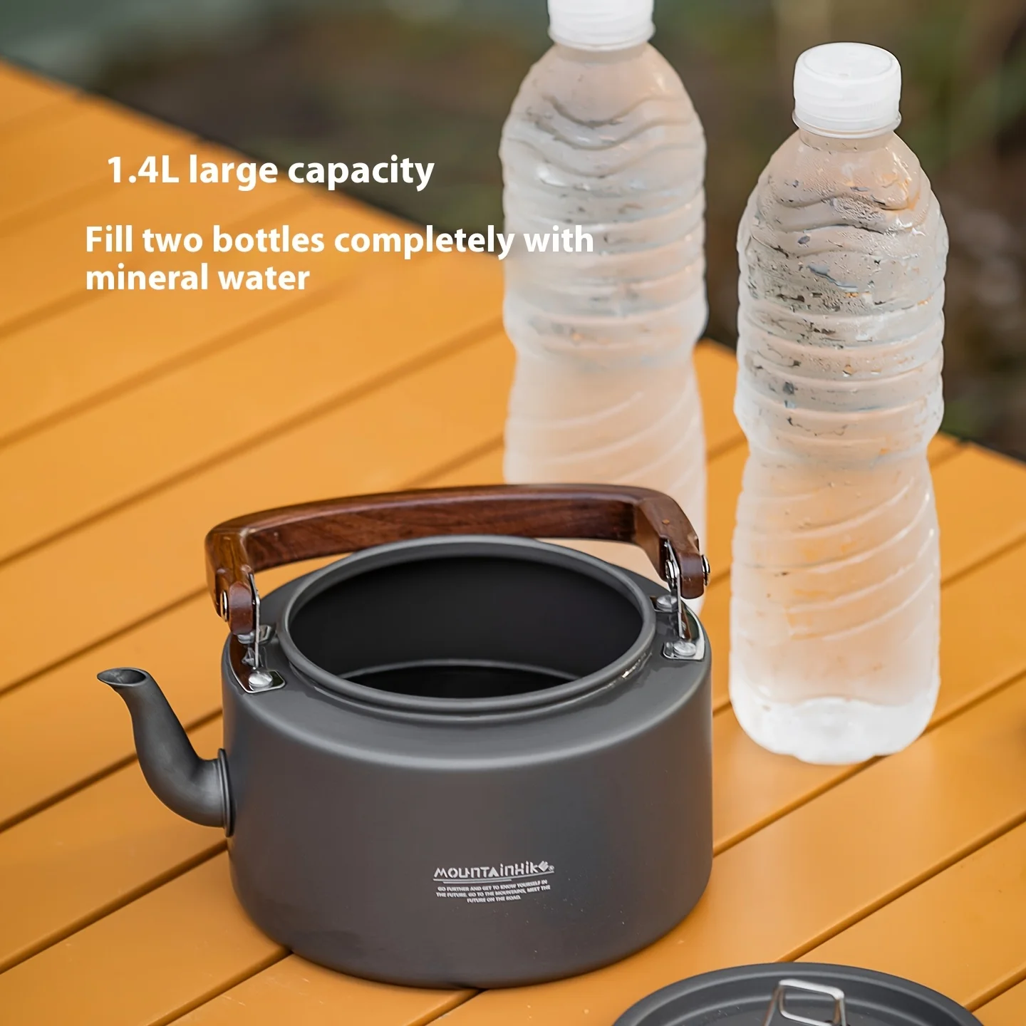Camping Tea Kettle – Portable Aluminum Alloy Kettle with Wooden Handle for Hiking & Outdoor Cooking 2