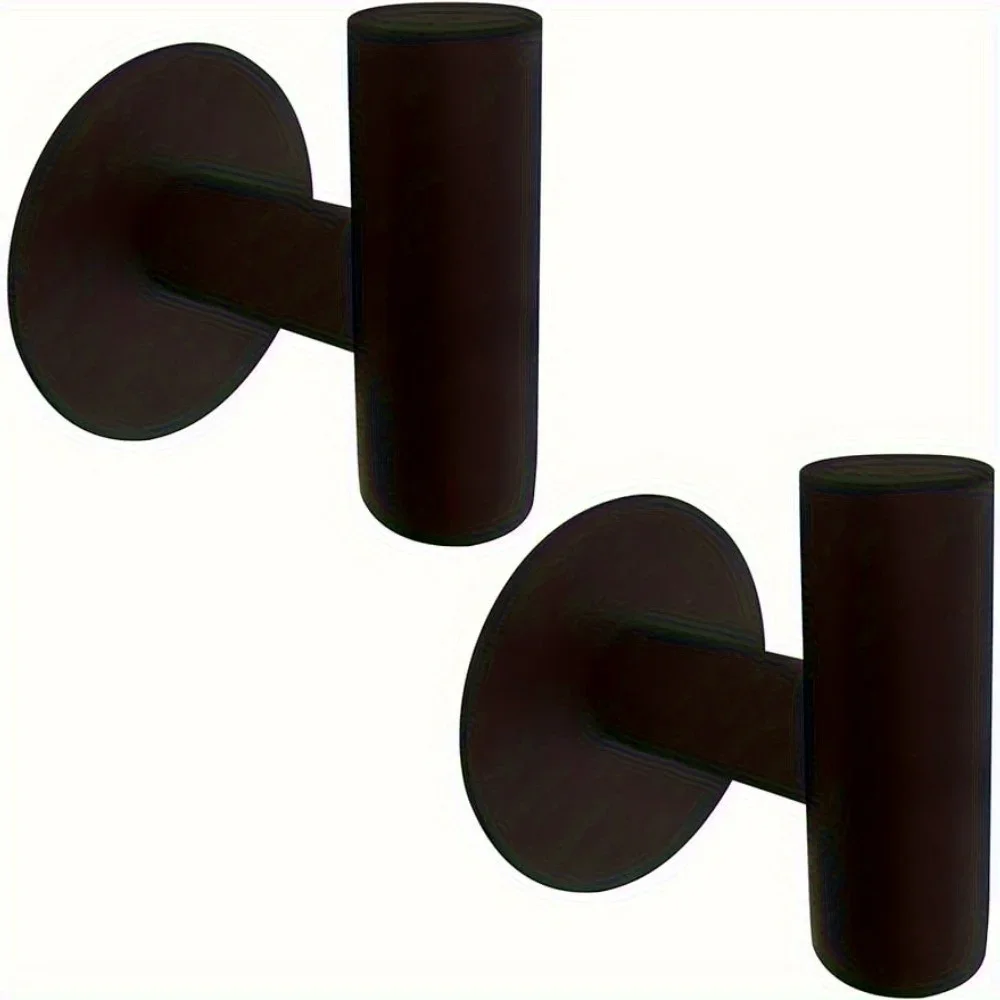 Matte Black Sticky Wall Hook 2 Piece Heavy Duty Sticky Towel Hook for Bathroom, Kitchen Door, Wall