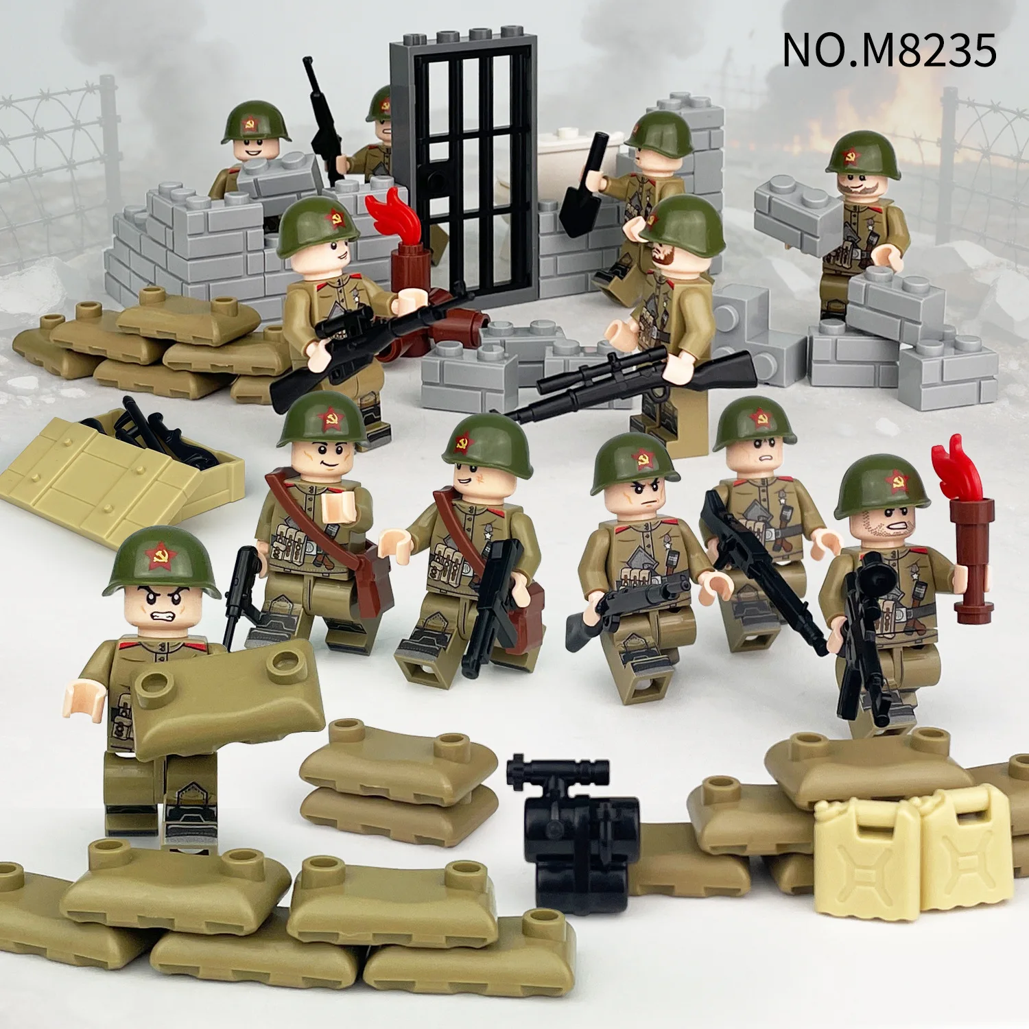 Neue sowjetische Städte und Siedlungen kämpfen gegen russische Soldaten der M8235 und Kinder bauen kleine Spielzeuge zusammen. – Detail 2