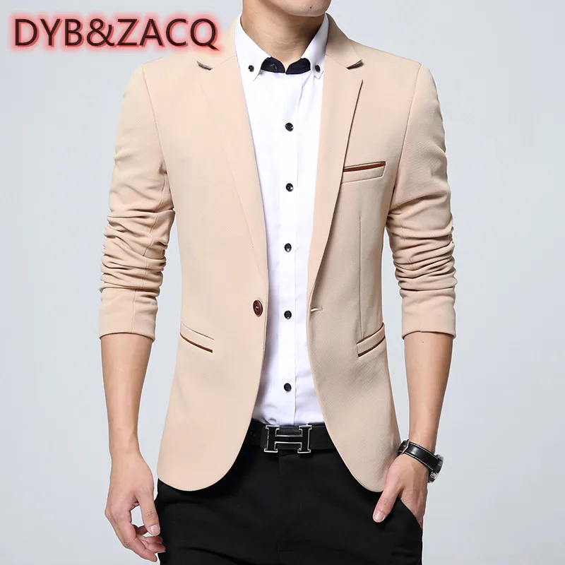 

DYB&ZACQ Brand Mens Casual Blazers Autumn Spring Fashion Slim Suit Jacket Men Blazer Masculino Clothing M~5XL