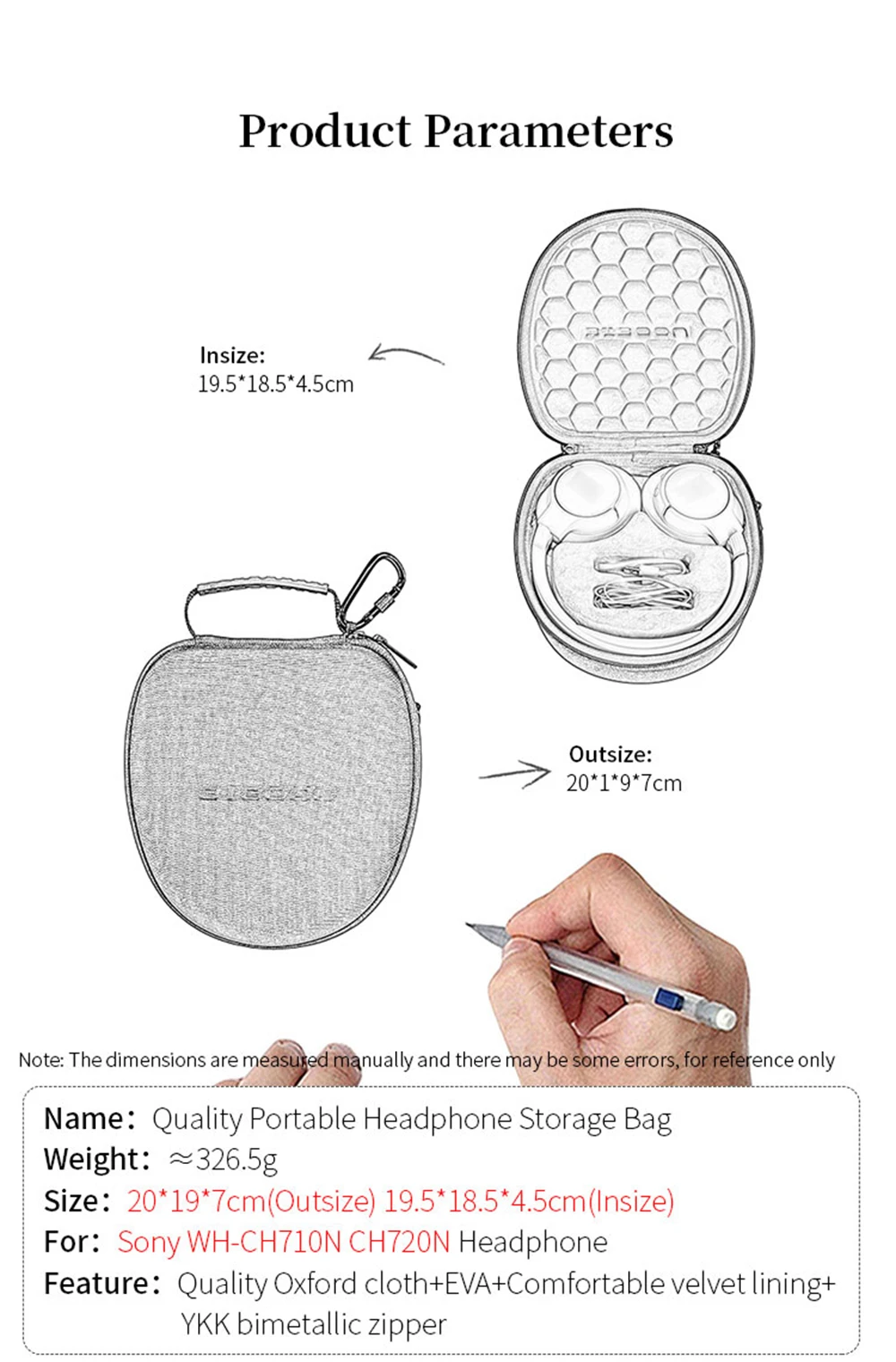 Quality Hard EVA Storage Bag for Sony WH-CH710N CH720N Headphone Box Portable WH-CH720N Earphone Travel Carrying Case