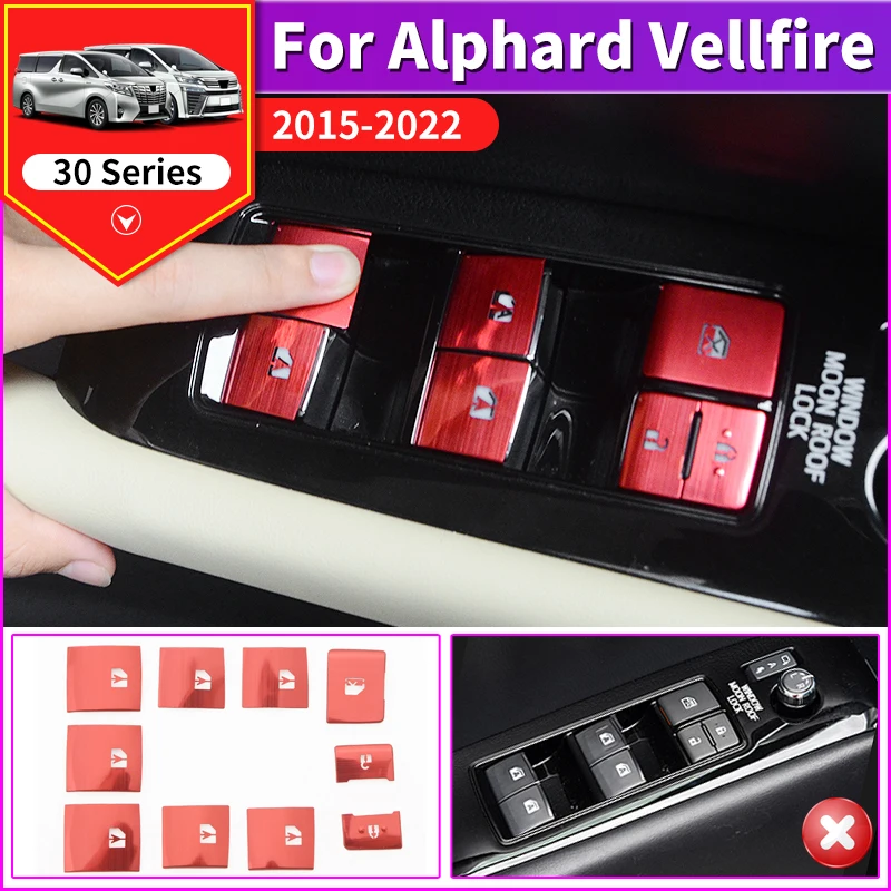 

Fit for Toyota Alphard Vellfire 30 2015-2022 Upgraded Window Glass Lifting Button Switch Sticker Modification Accessories