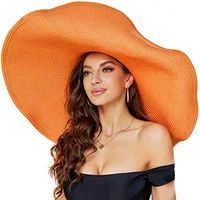 Oversized Beach Straw Hat for Women Fashion Large Wide Brim Visor Hats Handmade Roll Up Floppy Sun Hat for Summer Beach Cap 3
