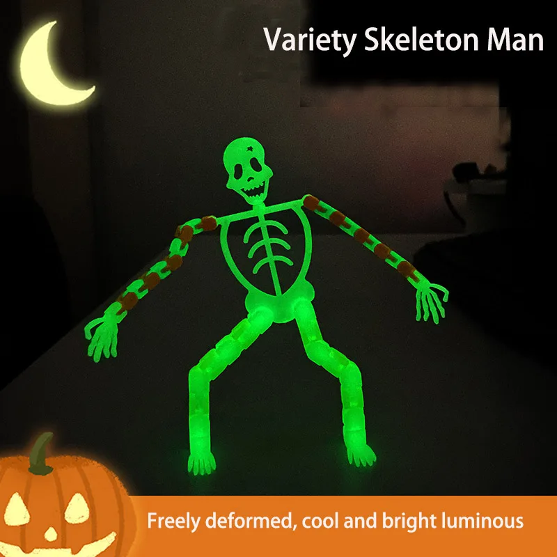 

Halloween Gift Variety Of Luminous Skeleton Man DIY Skull Man Fidget Toys With Mobile Phone Stand Novelty Anti-stress Toys