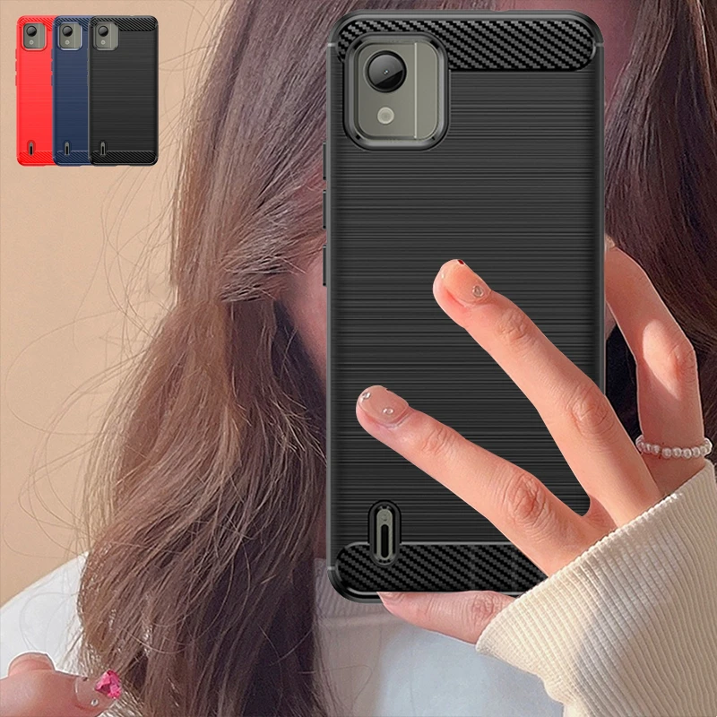 Per Nokia C110 Custodia Cover Nokia C110 Capas New Armor Antiurto Telefono Paraurti Posteriore Morbido Tpu Fibra Di Carbonio Fundas Nokia C110 C 110