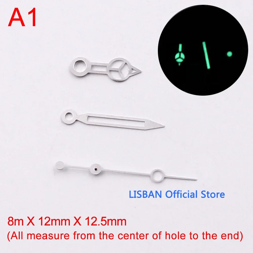 Lisban A-Series Watch Accessories Watch Hands Pointer NH35 Green Super Luminous for NH35 NH36 Movement Hands