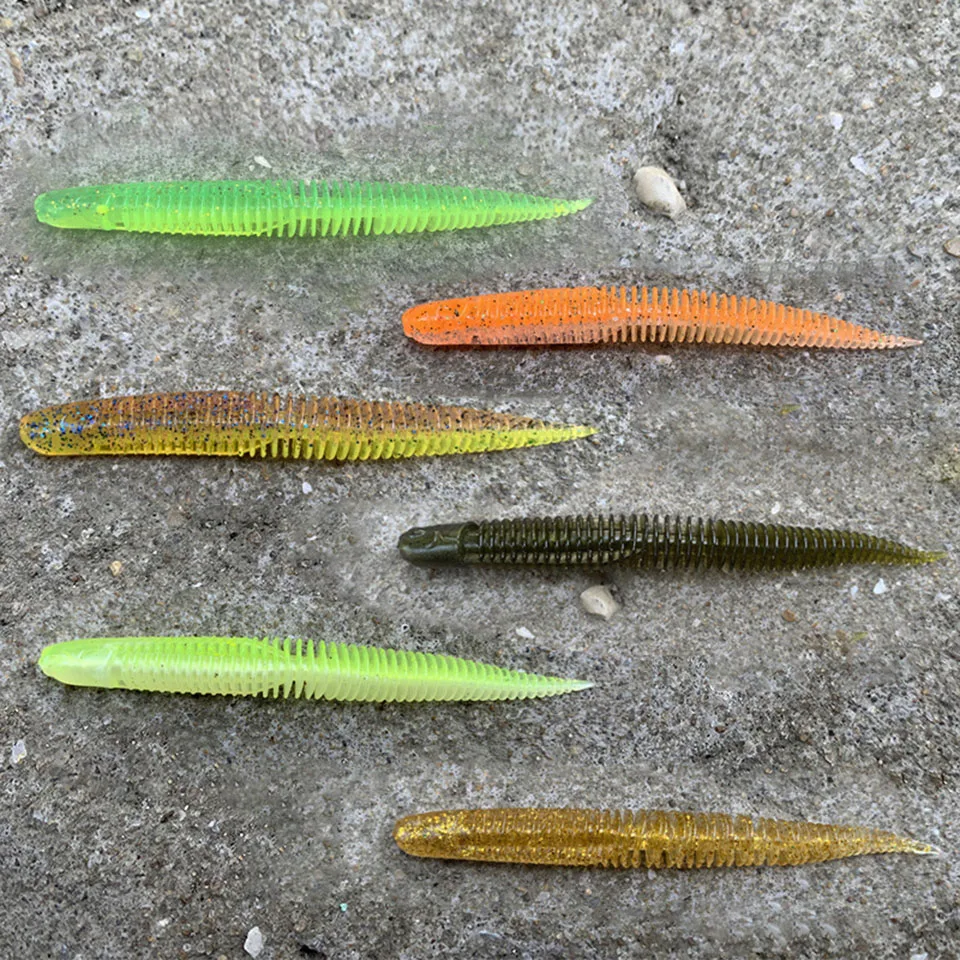 WALK FISH 10PCS/Lot 105/85MM PVC Floating Bionic Needle-Tail Soft Worm  Fishing Bait Swinging Straight-Tail Loach Lure Bass Carp