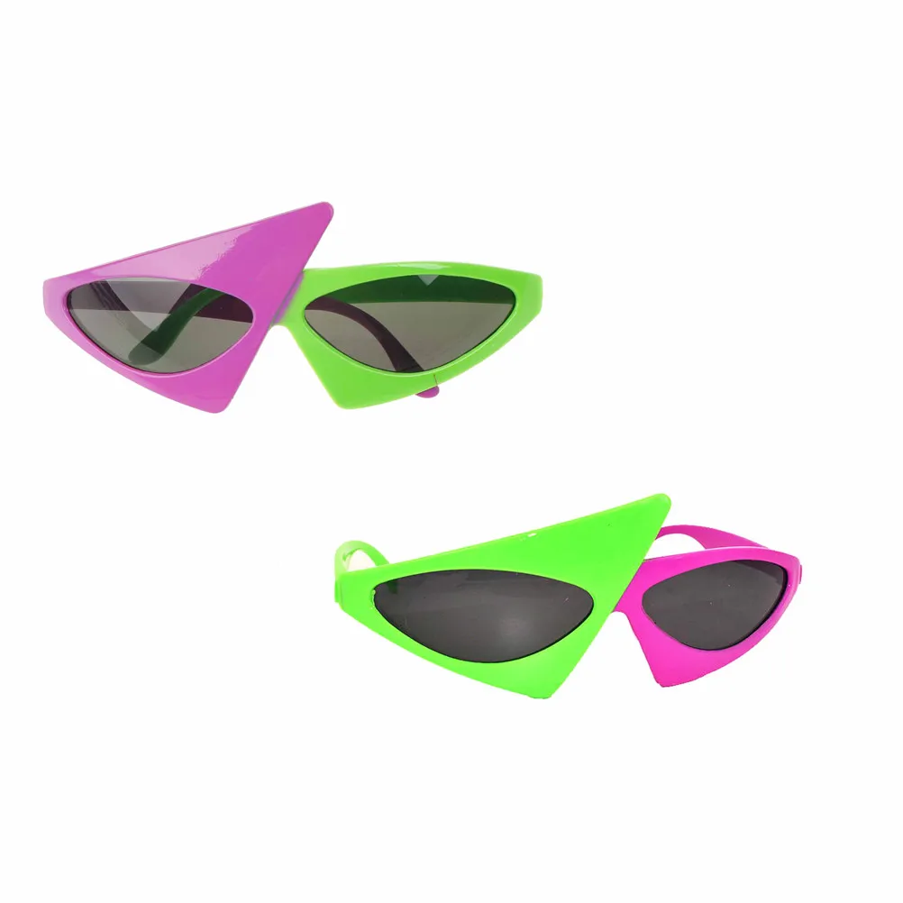 1Pcs Party Costumes & Accessories Hiphop Green Pink Contrast Color Roy Purdy Asymmetric Triangular Sunglass