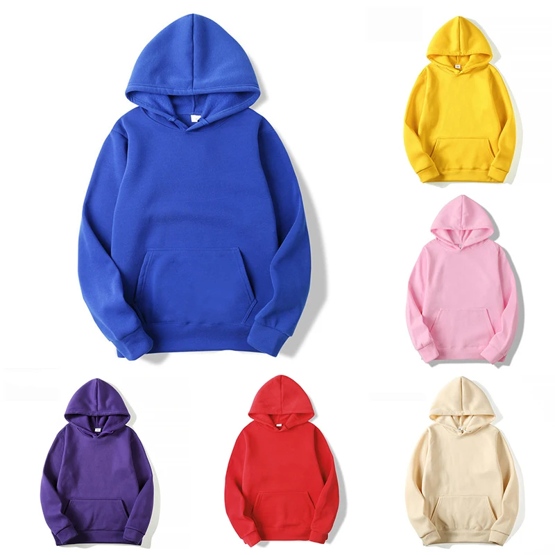 

Solid Long Sleeve Hoodies Harajuku Men Pullover Sweatshirts Hooded Blouse Tops Jacket Men Casual Pockets Plain Sports Hoodies