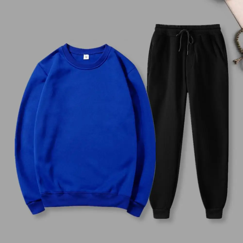 Men Activewear Set Men's Casual Workout Sportswear Set Solid Color Sweatshirt with Drawstring Pants Elastic Waist Pockets Sports pregnant women belly pants fashion maternity sports pants slim hem block color patchwork pregnancy cotton trousers with pockets