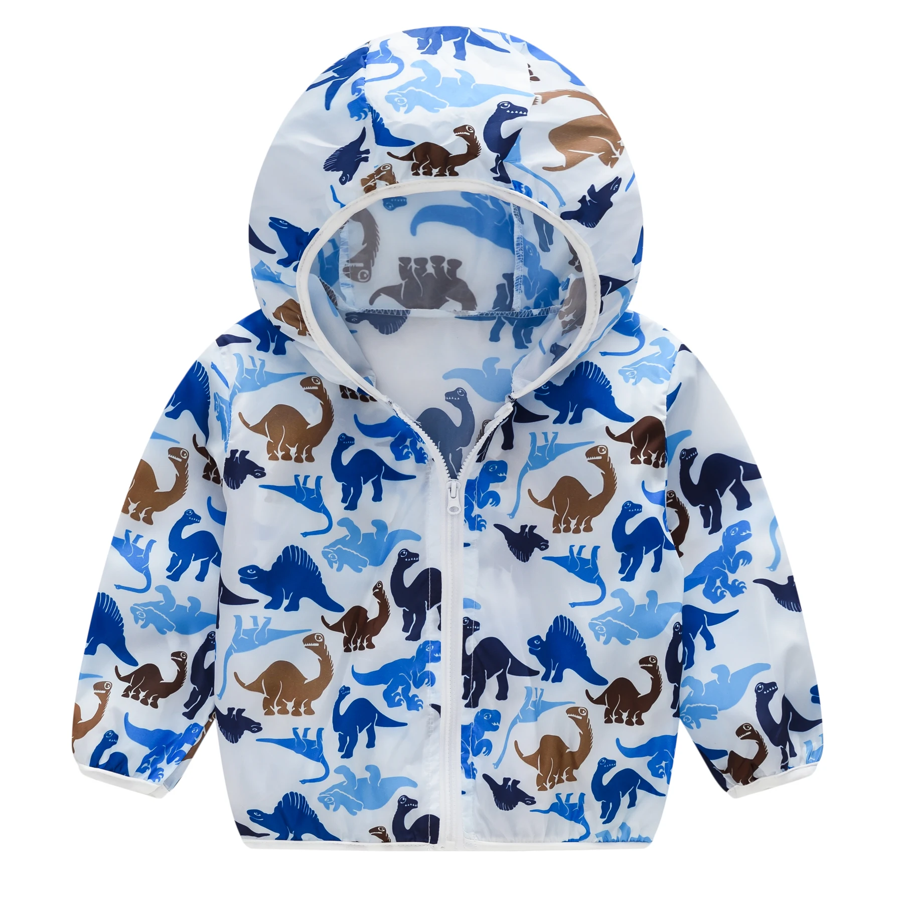 boys' Cartoon Handprint Hooded Windbreaker with Free Storage Bag Summer Sun-Safe Fun Kids Jacket