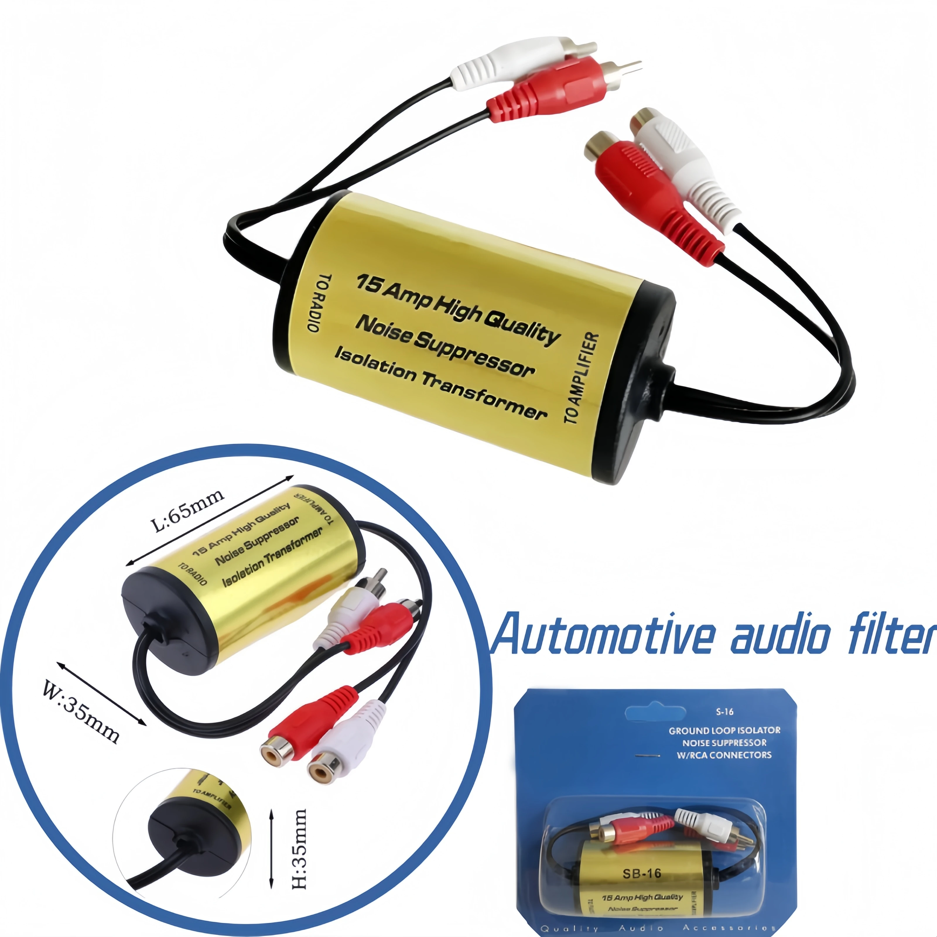 Audio Noise Filter Ground Loop Isolator for RCA Eliminate Hum Buzz Static Car Home Stereo System Car Audio Upgrade Filter
