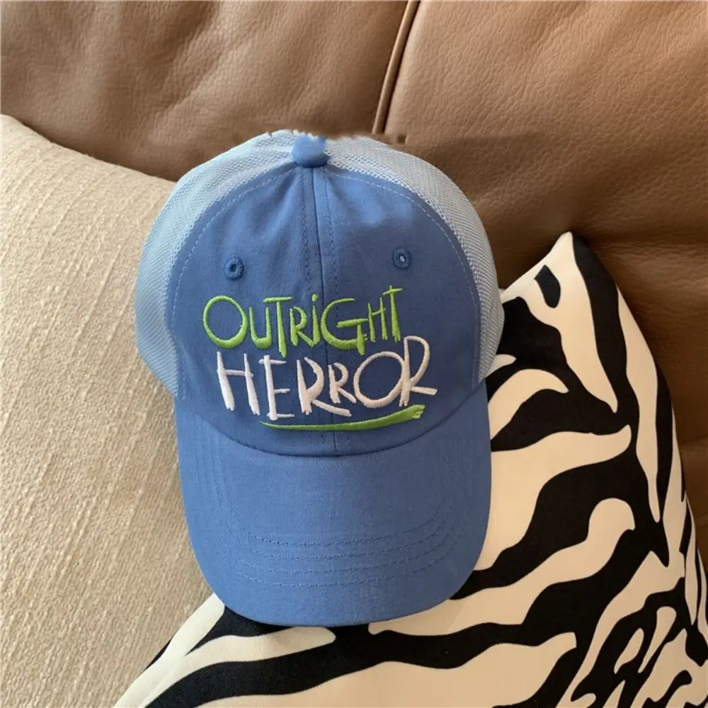 Korean Style Children Candy Color Baseball Hat Letter Embroidery Quick-dry Kid Summer Sun Hat Anti-UV Tennis Hat