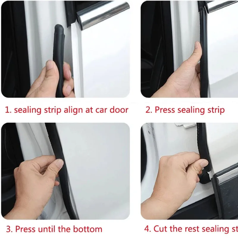 Car Seal Door Weatherstrip Car Door Edge Rubber Sealing For Car B Pillar Protection Sticker Front Auto Door Sealant 2Pcs/Lot